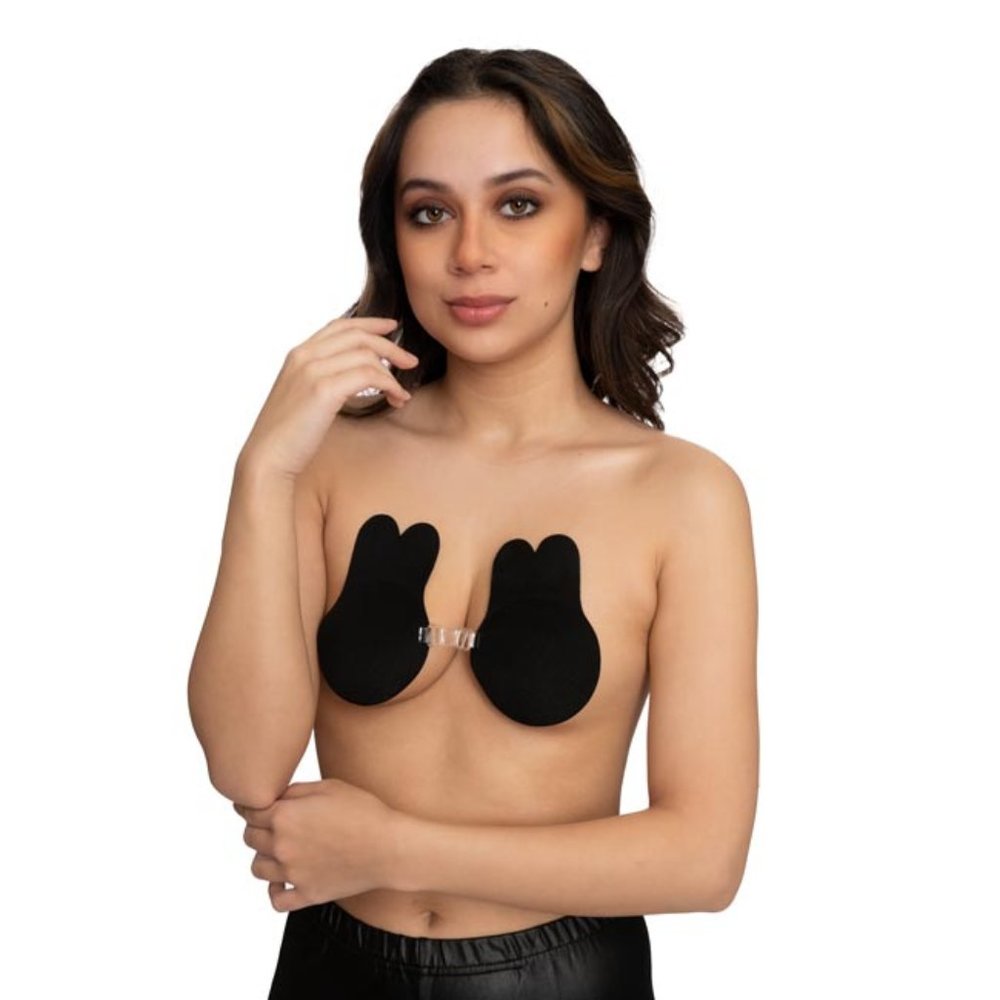 Front Clip Adhesive Push Up Strapless Rabbit Bra